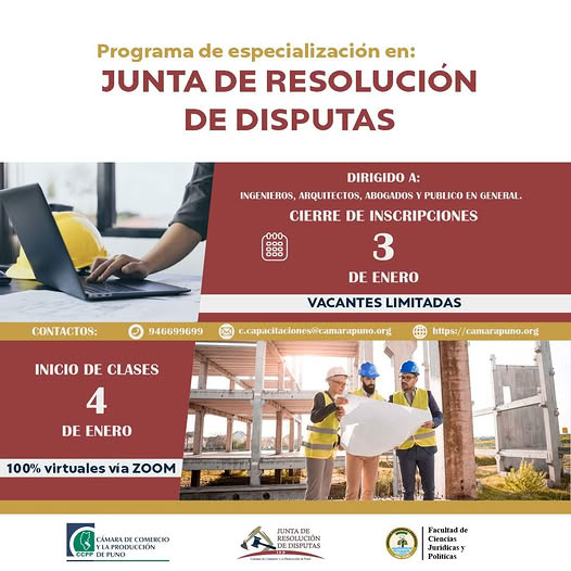 PROGRAMA DE ESPECIALIZACIÓN EN JUNTA DE RESOLUCIÓN DE DISPUTAS